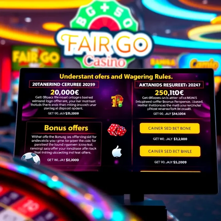 Digital interface showing bonus offers and wagering requirements for online casino players