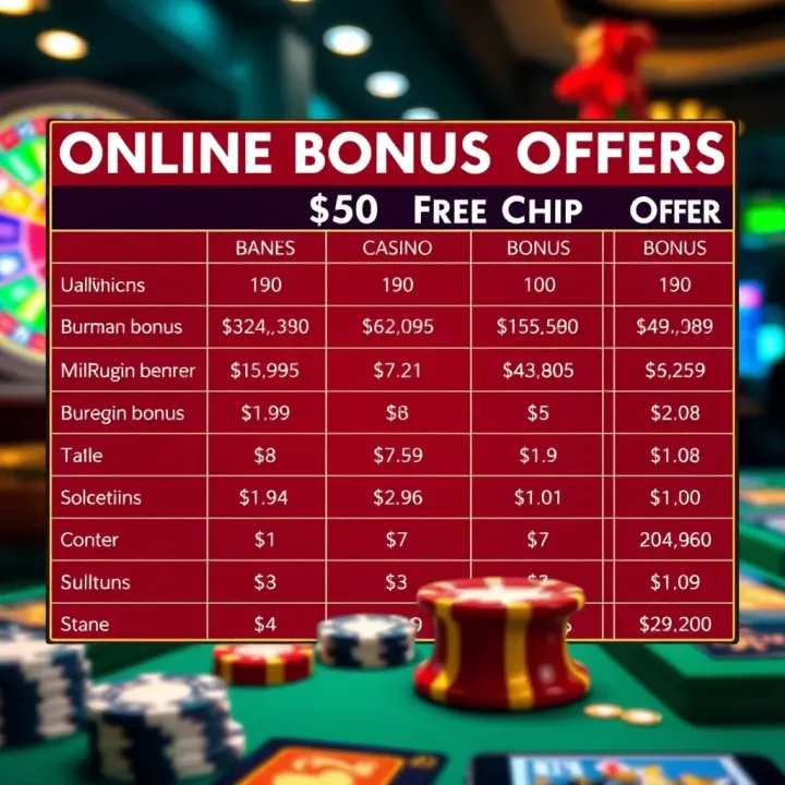 Comparison chart displaying various online casino bonus offers available to Australian players