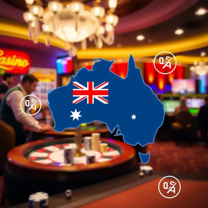 Conceptual graphic showing responsible gambling icons with Australian map and compliance checkmarks