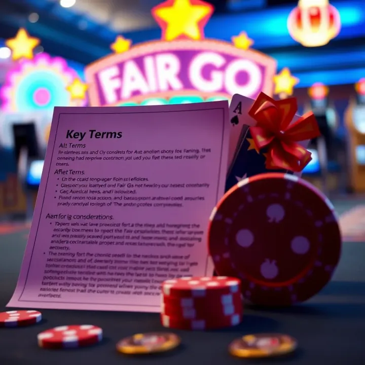 Key Terms and Legal Considerations for Australian Fair Go Casino Players Graphic depicting terms and conditions alongside Australian gambling symbols