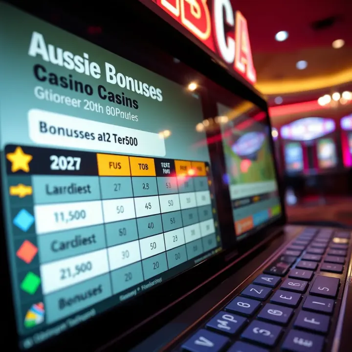 Comparison of Aussie Online Casino Bonuses and Terms Comparison chart showing different Australian online casino bonuses and terms