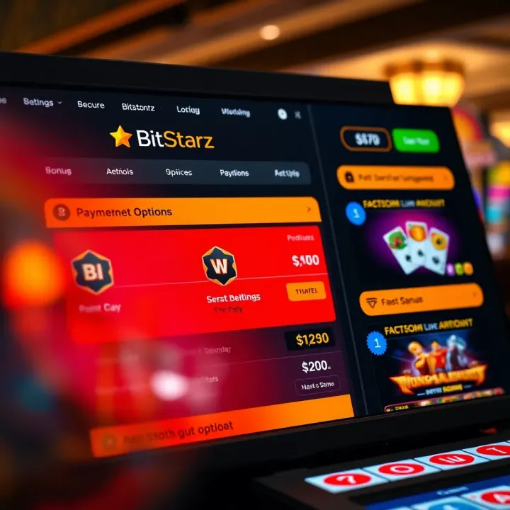 Interface displaying BitStarz secure payment options and bonus offers for Australian players