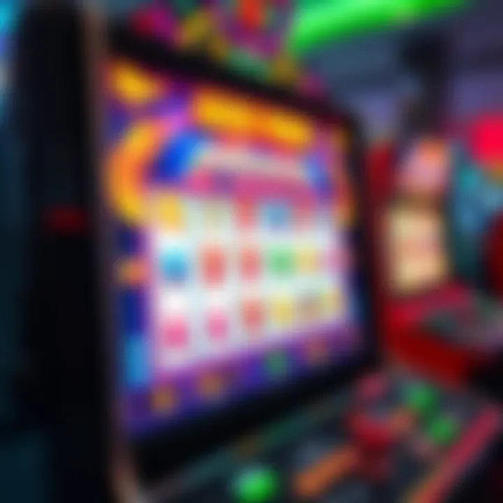 Colorful online pokies interface displaying various game symbols and reels