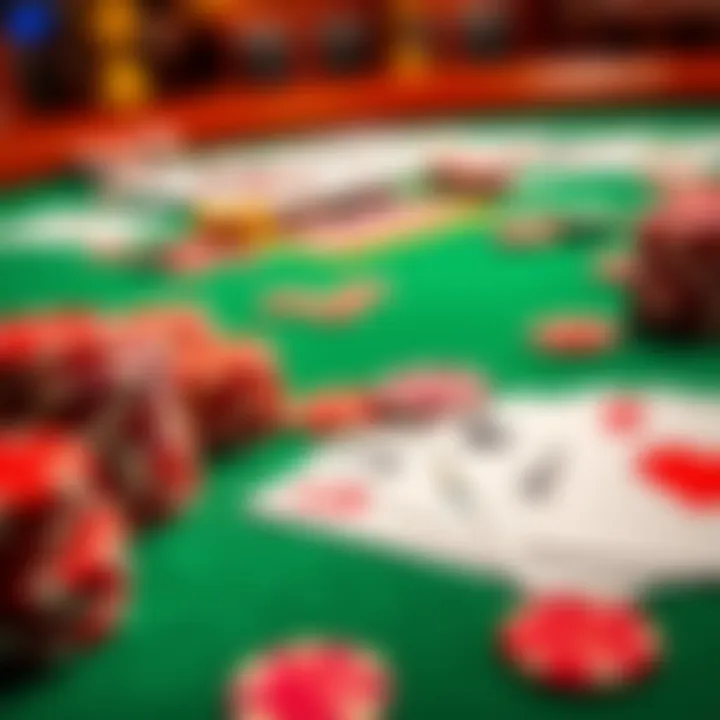 Colorful casino chips and playing cards on a green felt table representing Fair Go Casino bonuses