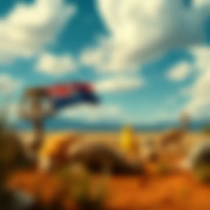 Australian landscape symbolizing fairness and opportunity with diverse community icons