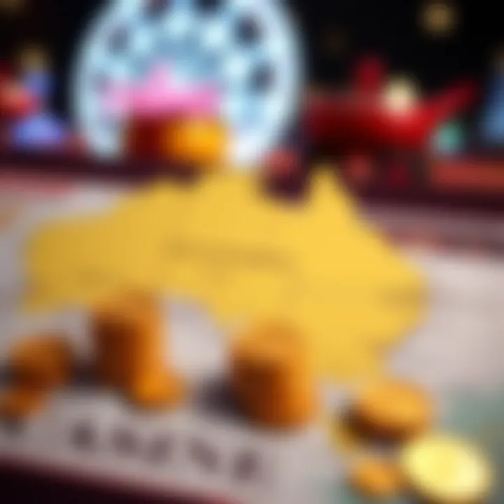 Australian map highlighting casino benefits with tokens and coins