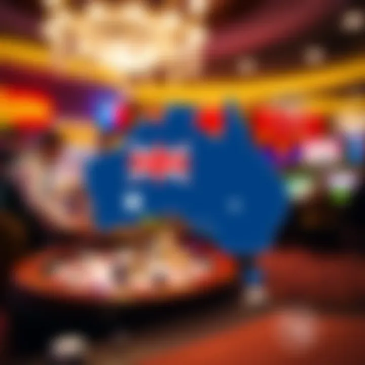 Conceptual graphic showing responsible gambling icons with Australian map and compliance checkmarks