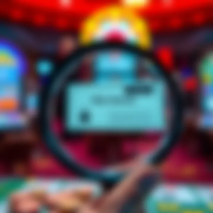 Conceptual illustration showing a magnifying glass examining a digital coupon labeled no deposit bonus with security icons symbolizing scam protection