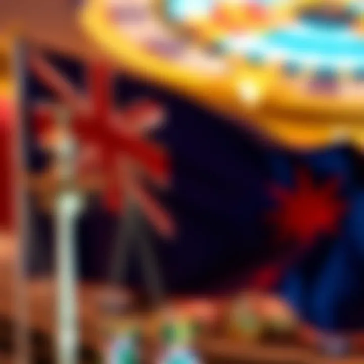 Illustration of Australian flag intertwined with symbols of equality and justice