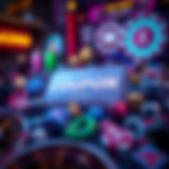 Digital Coupon Code Surrounded by Gaming Symbols Illustration of a digital coupon code surrounded by gaming icons and symbols