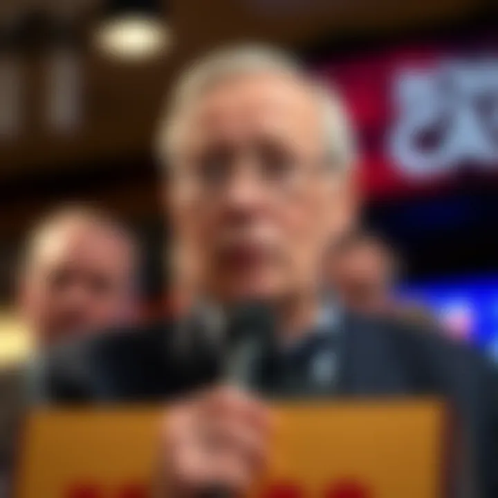 Dick Smith speaking at a rally promoting fair trading and consumer rights in Australia