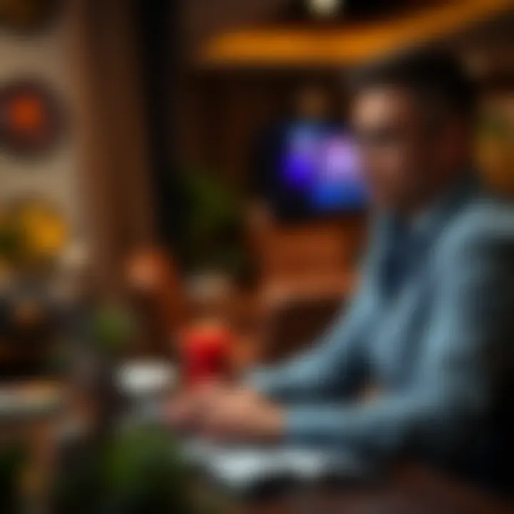 Remote affiliate marketer using a laptop to manage Fair Go Casino promotions from home