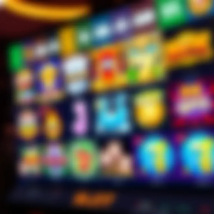 Colorful online casino slot games displayed on a digital interface