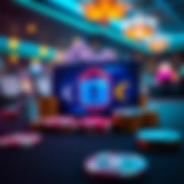 Illustration of a secure digital wallet with casino chips and currency symbols, symbolizing safe money management