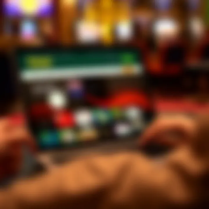 User navigating the Fair Go Casino.com website on a laptop with Australian-themed icons