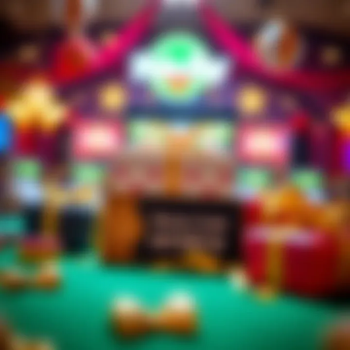 Claim Your Fair Go Casino Birthday Bonus Code Bright casino-themed birthday decorations with gift boxes and a bonus code card