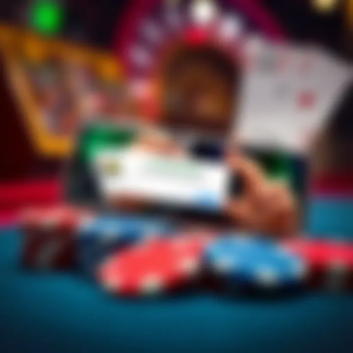 Graphic showing casino chips and a smartphone displaying a bonus claim confirmation