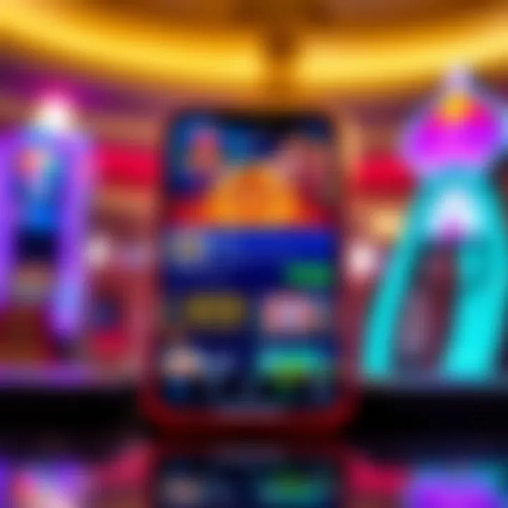 Mobile Casino Bonus Offers Displayed on a Device Screen Illustration of a mobile device displaying a casino app with bonus offers and a glowing notification badge