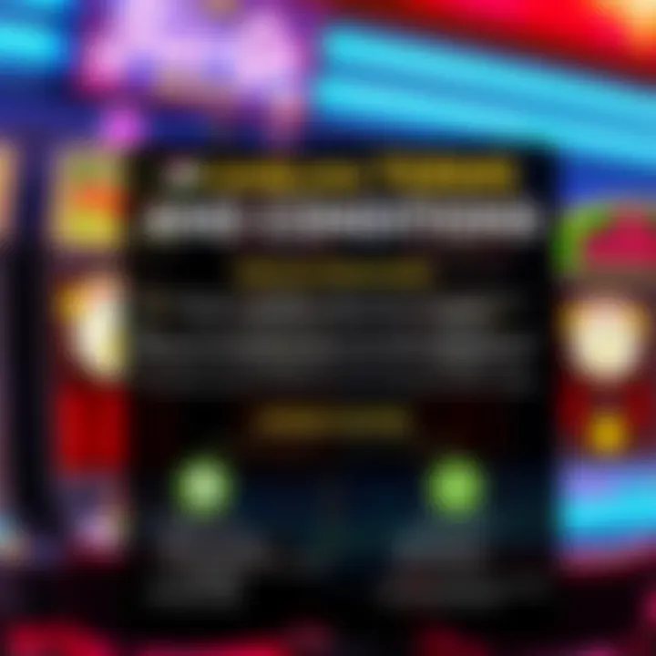 An illustrated guide showing terms and conditions for bonus use with icons representing wagering requirements and play limits