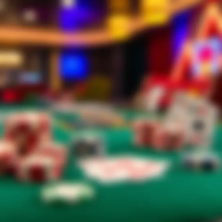 Colorful casino chips and playing cards on a green felt table representing Fair Go Casino bonuses