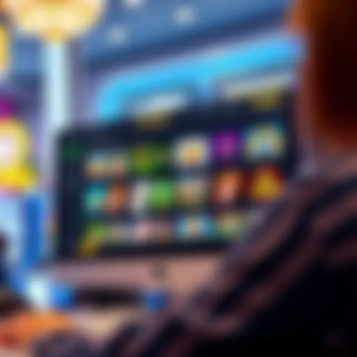 Illustration showing a computer screen displaying Fair Go Casino's downloadable software interface with game icons