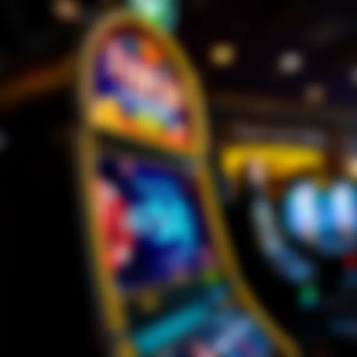 Casino slot machine with digital display showing free chip promotion