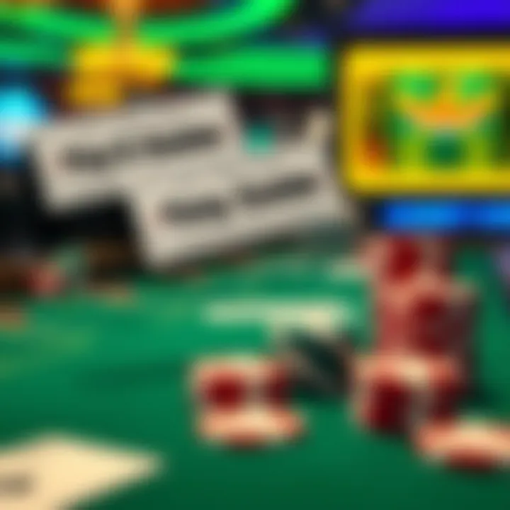 Illustration showing digital coupons floating above a casino table with poker chips and cards