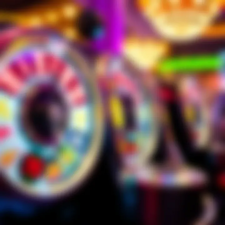 Illustration of spinning casino reels with vibrant symbols highlighting free spins at an online casino