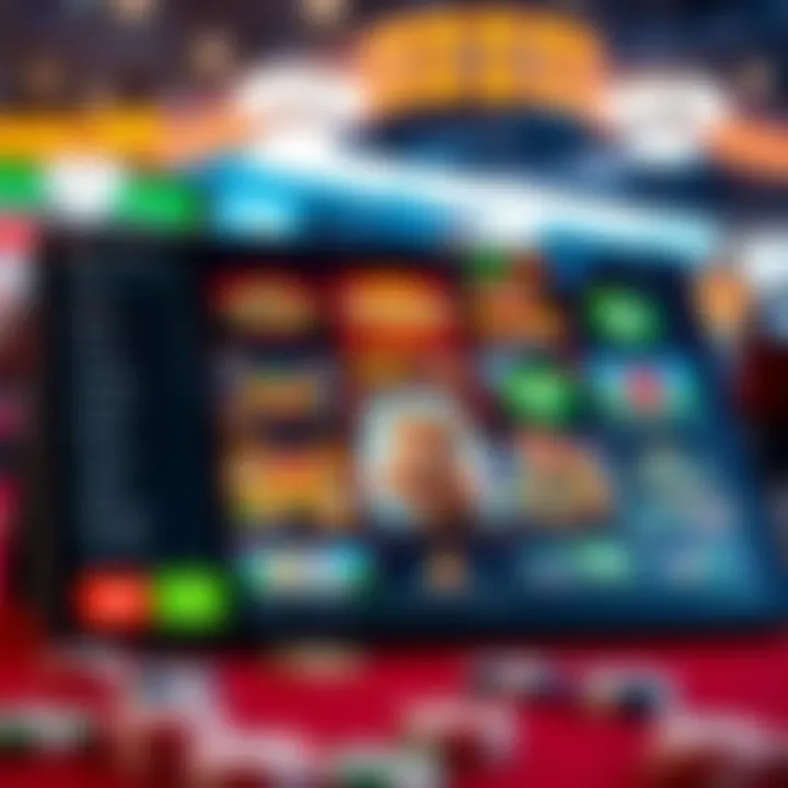 Variety of online casino games including slots and table games displayed on a digital device