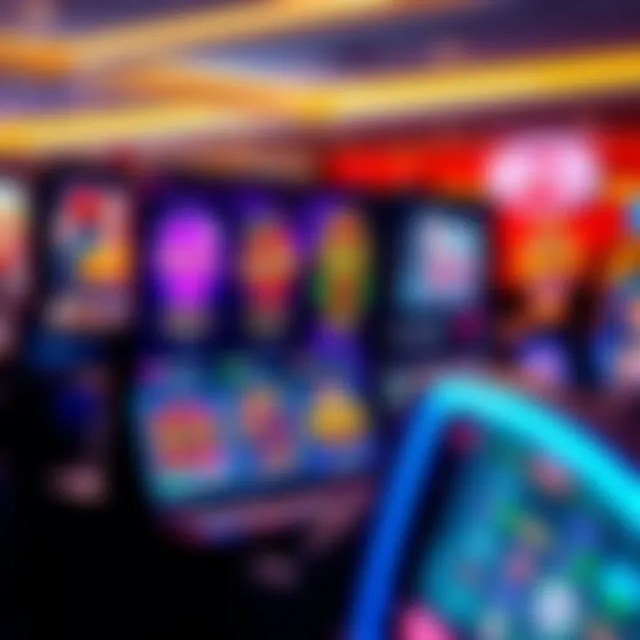 Colorful online casino game selection showing slot machines and card games on a digital screen