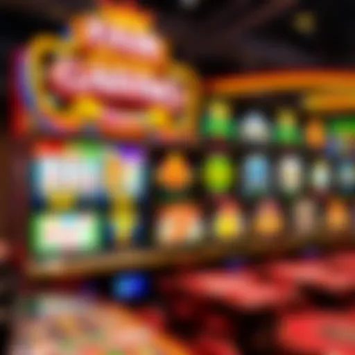 Colorful casino game interface showing a variety of slot and table games