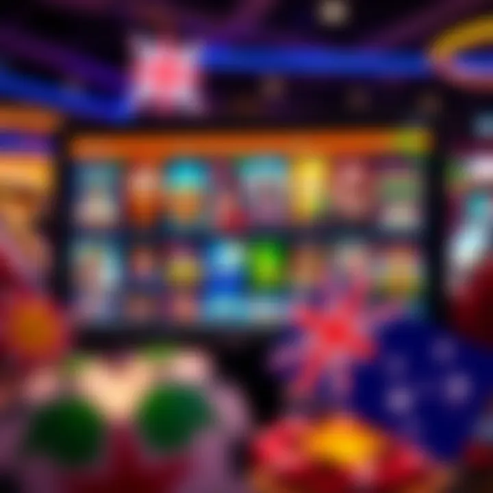 Diverse Game Options at Fair Go Casino for Australian Players Colorful selection of online casino games displayed on a computer screen with Australian flag accents