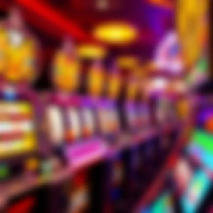 Casino slot machine with bright lights and spinning reels