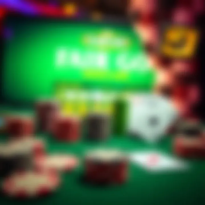Online casino bonus code displayed on a digital screen with poker chips and cards