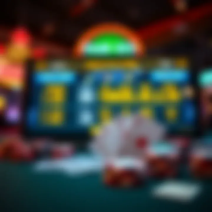 Casino bonus codes displayed on a digital screen with poker chips and cards