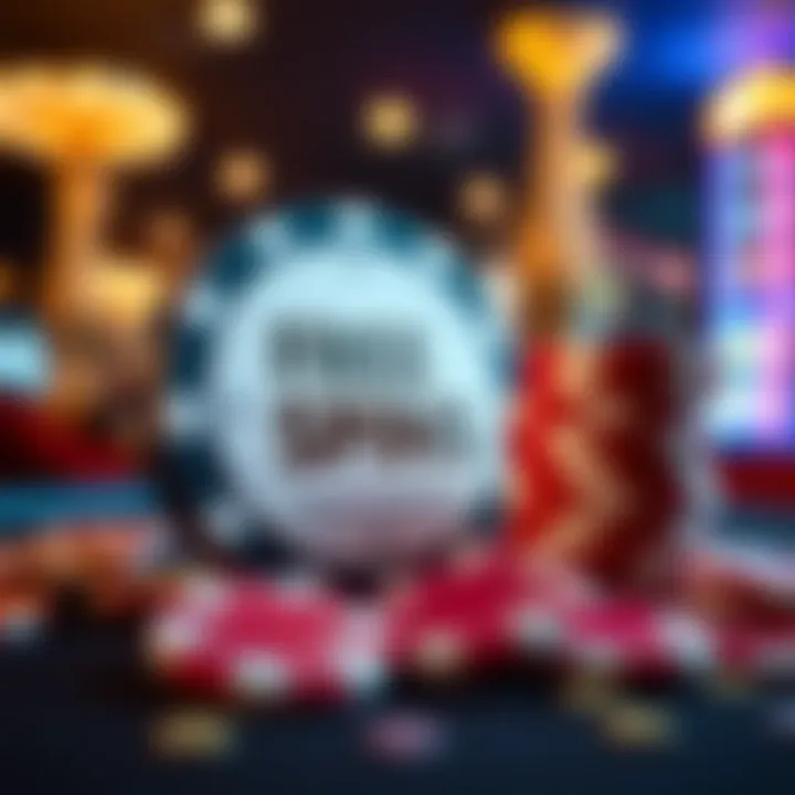 Digital code and casino chips representing no deposit free spin bonus offers