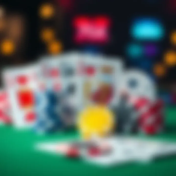 Colorful casino chips and playing cards representing a no deposit bonus offer at an online casino