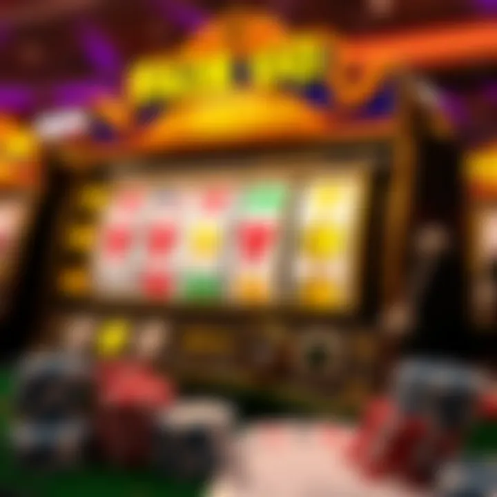 Slot machine displaying jackpot win with casino chips and cards