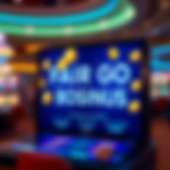 Illustration of a casino bonus offer with glowing tokens and bonus text on a digital screen