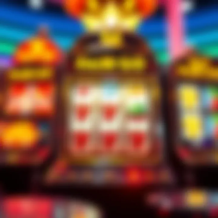 Illustration of a casino slot machine displaying winning symbols with vibrant lights