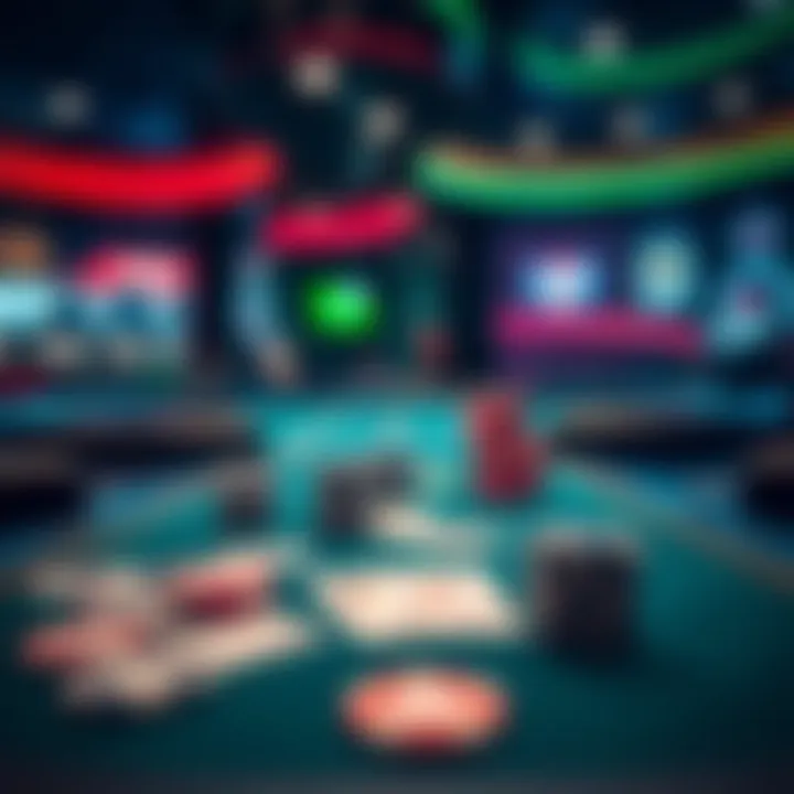 Poker Table Setup at Fair Go Casino Poker table setup with cards and chips ready for an online gaming session