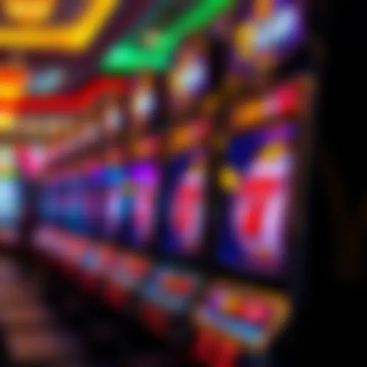 Slot machine reels showing symbols with coins and jackpot lights