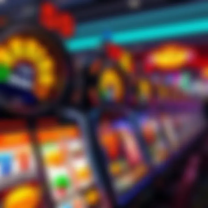 Colorful slot machine reels displaying various classic symbols and icons