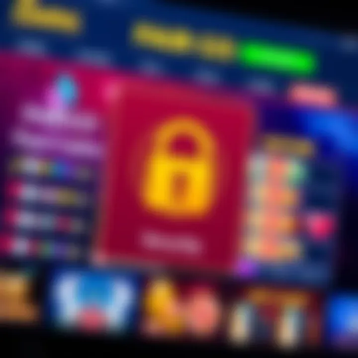Secure online casino interface with padlock symbol indicating safety measures