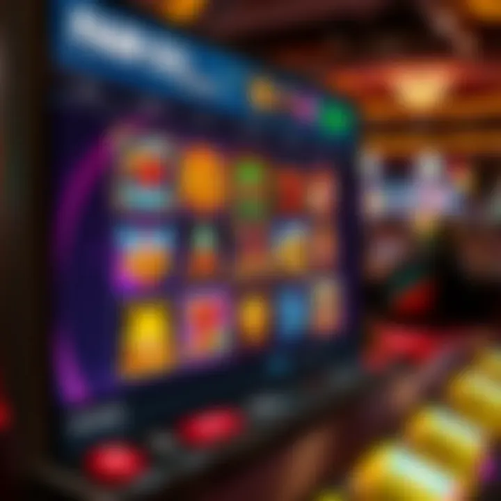 User interface showing a variety of slot game options and casino features