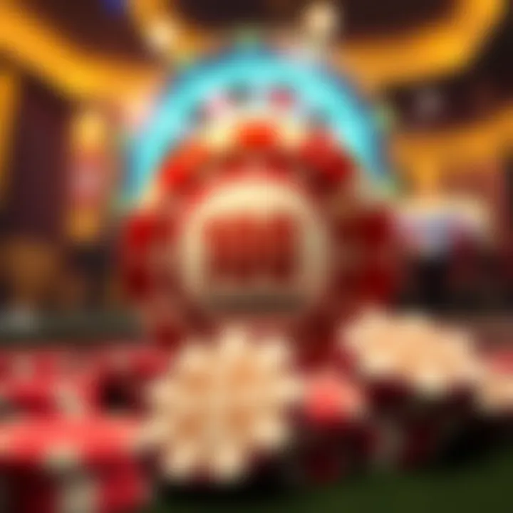 Illustration of a casino chip and digital tokens symbolizing wagering requirements and bonus rewards