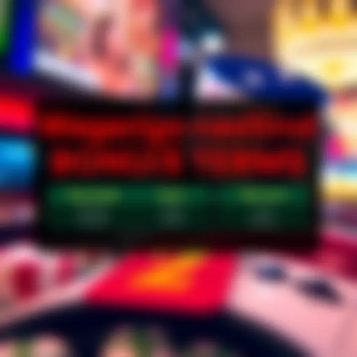 Graphic depicting wagering requirements and bonus terms for an online casino promotion