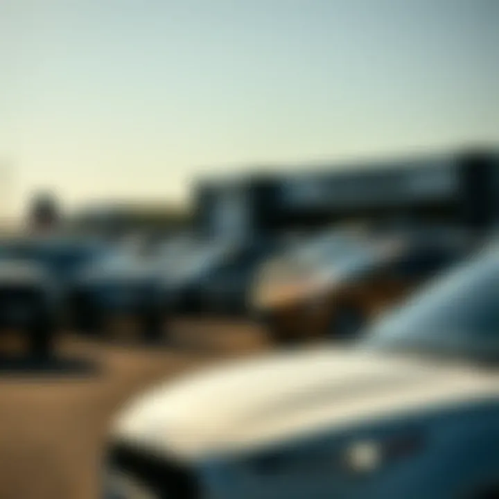 A variety of vehicles parked outdoors under a clear sky
