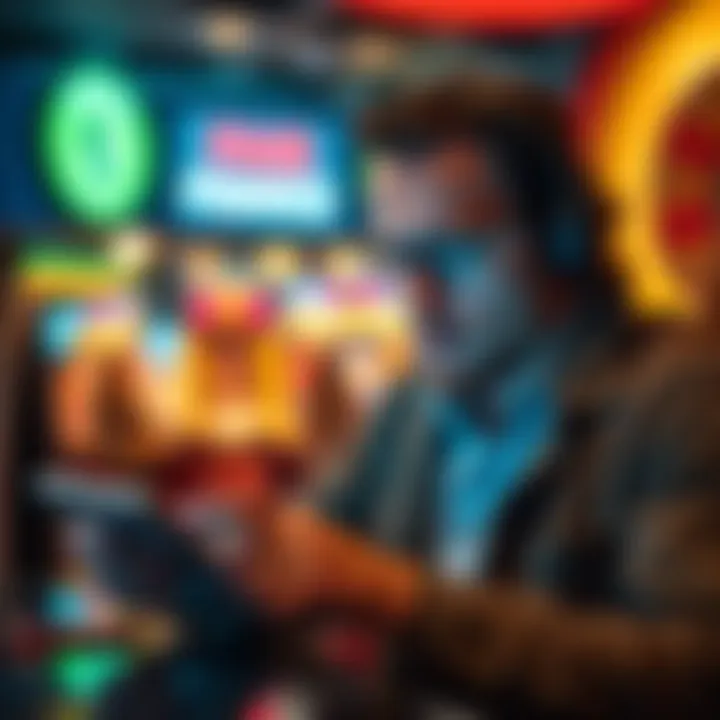 Customer reading loan terms on a digital device with a thoughtful expression