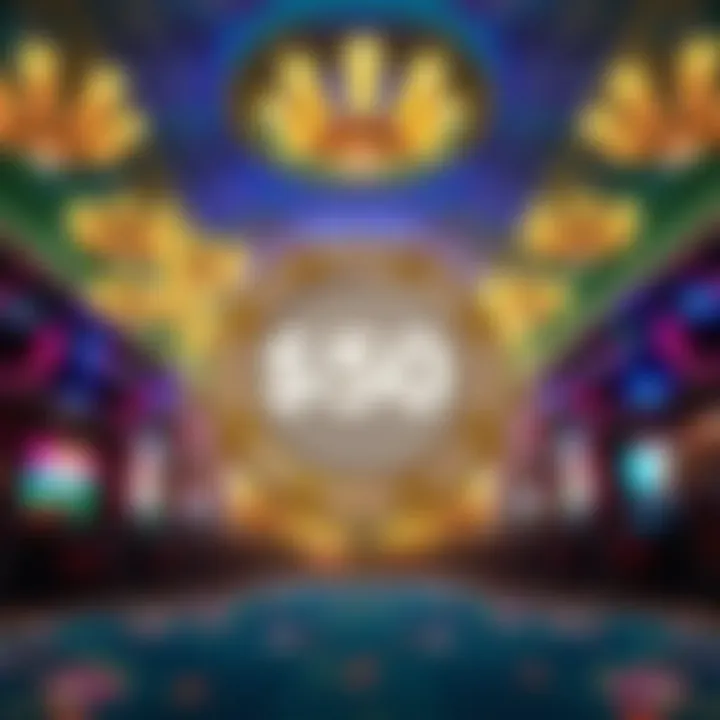 Illustration of a casino chip highlighting a bonus offer with a background of bright casino lights